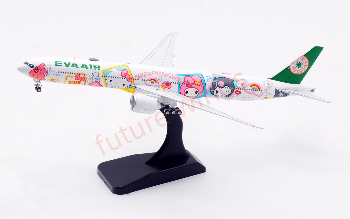 1:400 Aviation400 EVA Air B777-300ER B-16722 "Hello Kitty"Aircraft Model Free Tractor+Stand