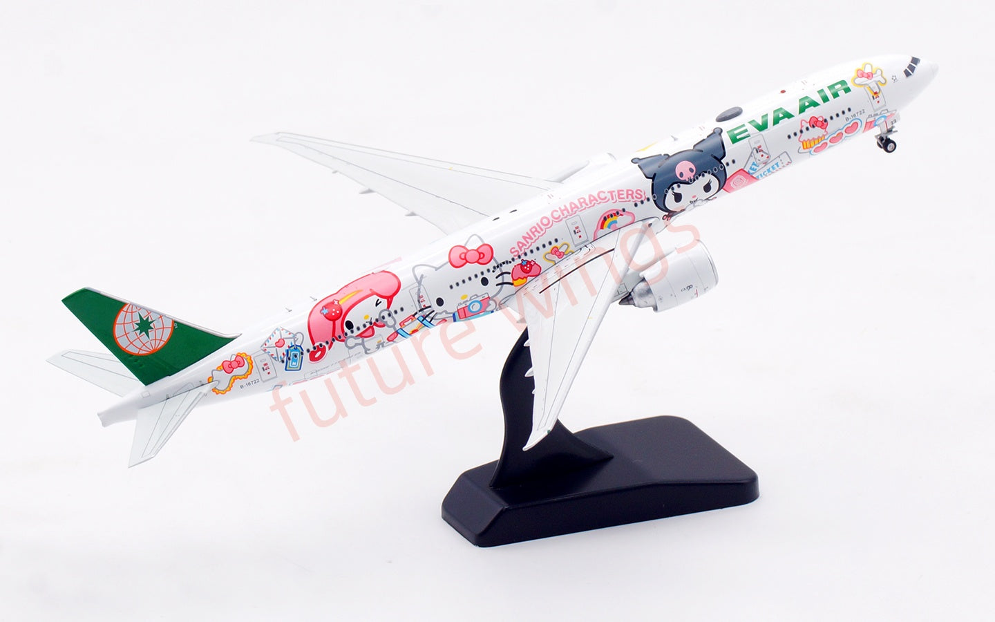 1:400 Aviation400 EVA Air B777-300ER B-16722 "Hello Kitty"Aircraft Model Free Tractor+Stand