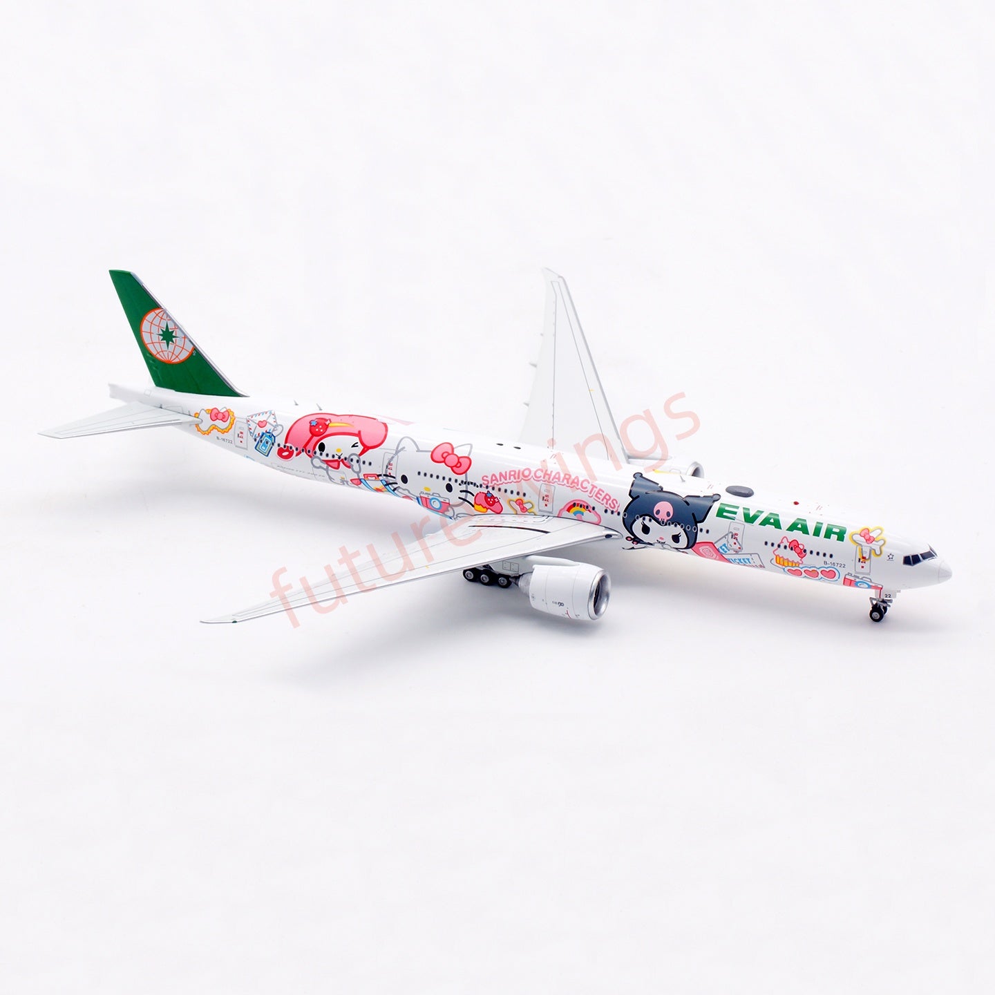 1:400 Aviation400 EVA Air B777-300ER B-16722 "Hello Kitty"Aircraft Model Free Tractor+Stand