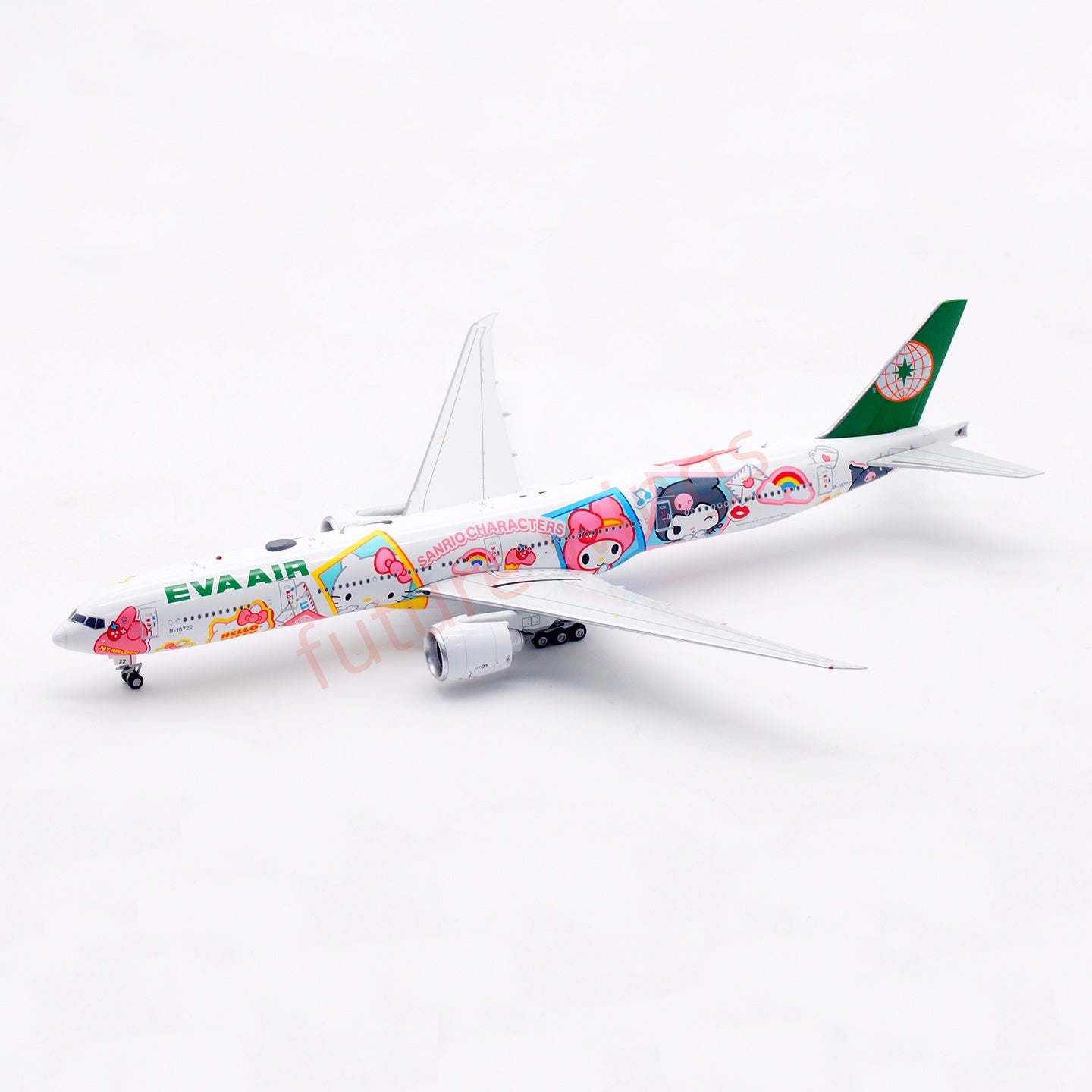 1:400 Aviation400 EVA Air B777-300ER B-16722 "Hello Kitty"Aircraft Model Free Tractor+Stand