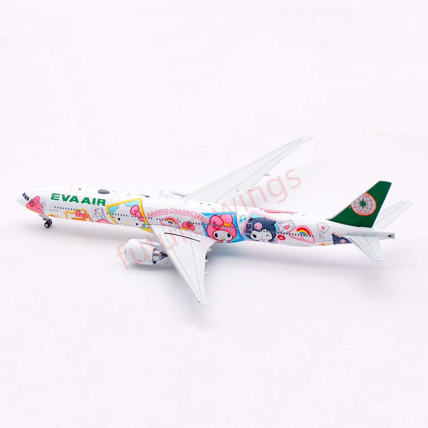 1:400 Aviation400 EVA Air B777-300ER B-16722 "Hello Kitty"Aircraft Model Free Tractor+Stand