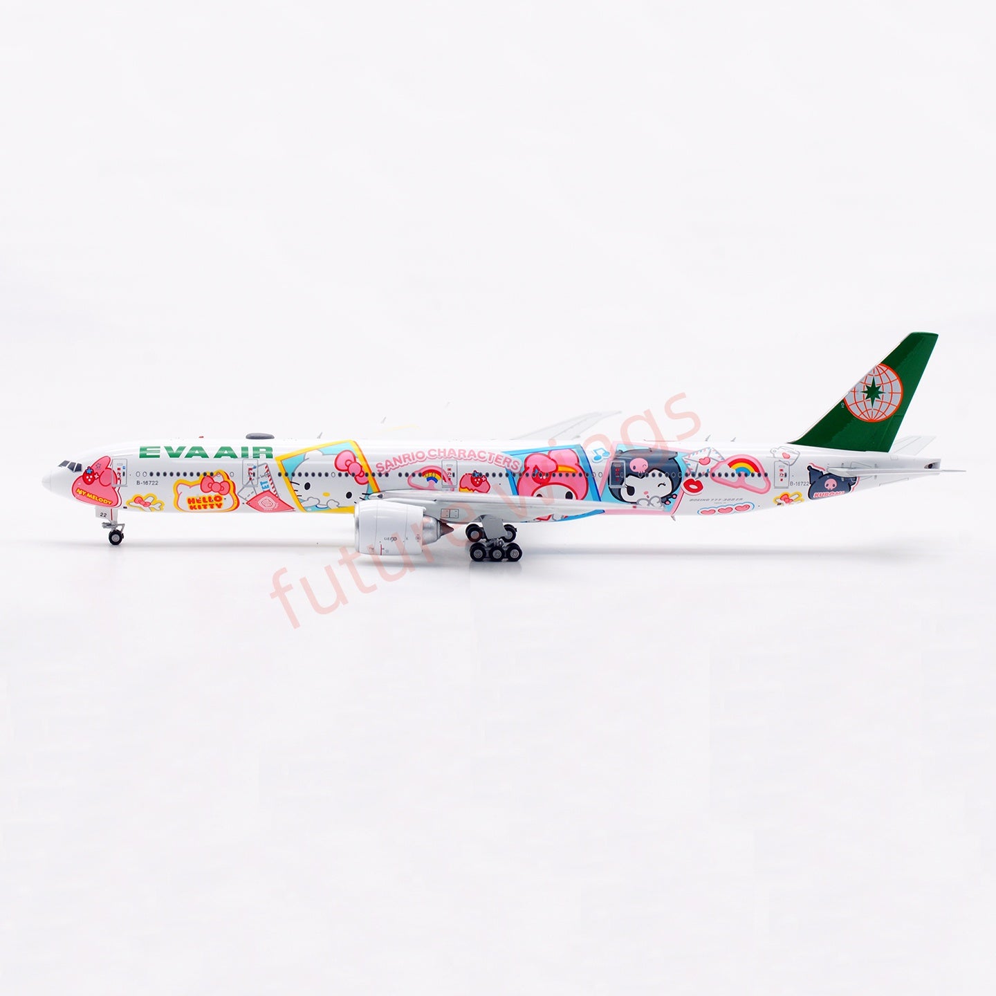 1:400 Aviation400 EVA Air B777-300ER B-16722 "Hello Kitty"Aircraft Model Free Tractor+Stand