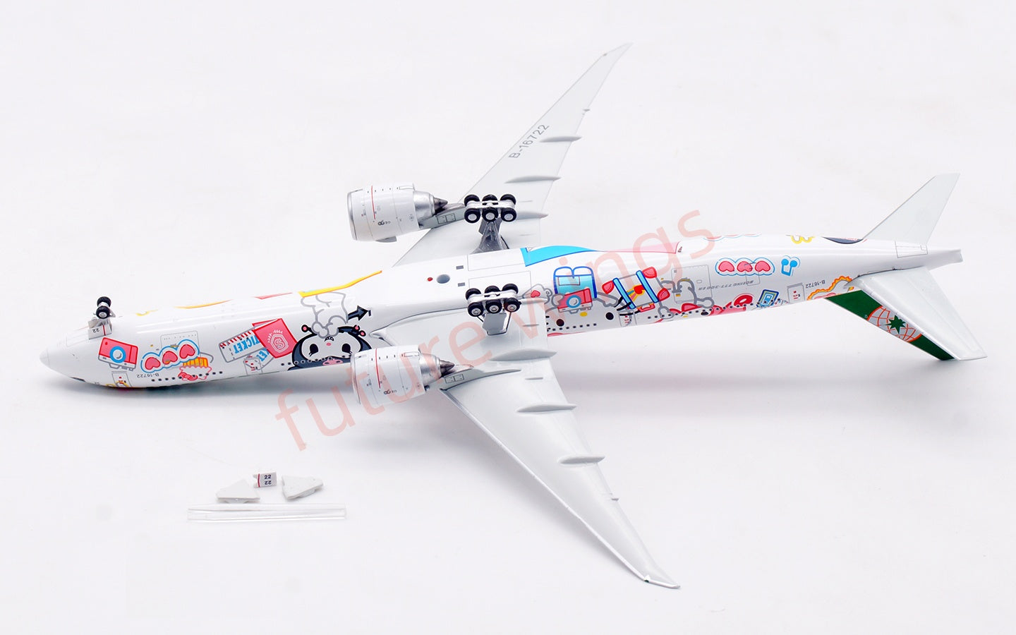 1:400 Aviation400 EVA Air B777-300ER B-16722 "Hello Kitty"Aircraft Model Free Tractor+Stand