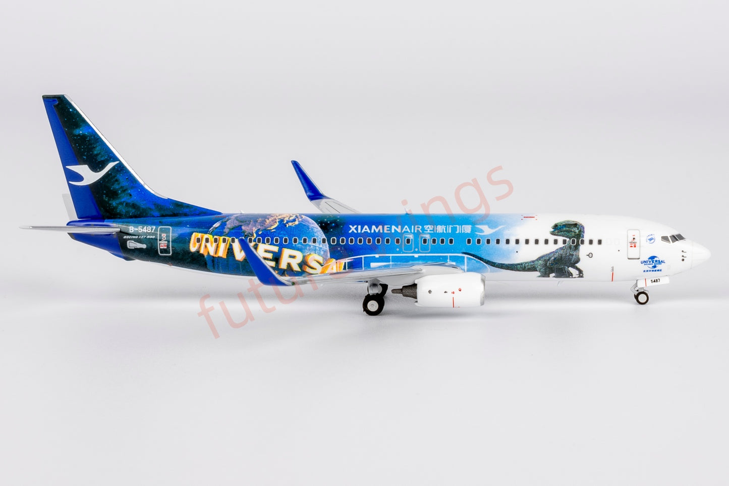 1:400 NG ModelsxBob Models NG58228 Xiamen Air B737-800 B-5487 "Jurassic World"Aircraft Model+Free Tractor