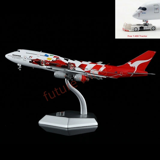 1:400 HX Models Qantas Airways B747-400 VH-OJC Aircraft Model Free Tractor +Stand