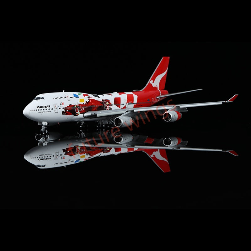 1:400 HX Models Qantas Airways B747-400 VH-OJC Aircraft Model Free Tractor +Stand