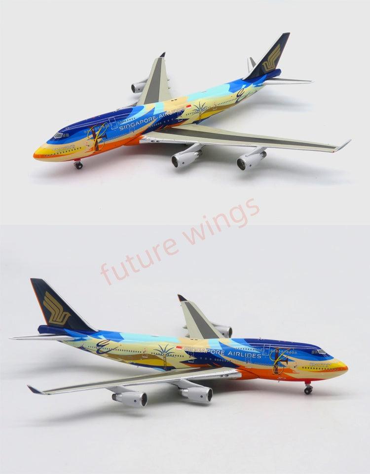 1:400 APOLLO Singapore Airlines B747-400 9V-SPL/9V-SPK Aircraft Model+Free Tractor