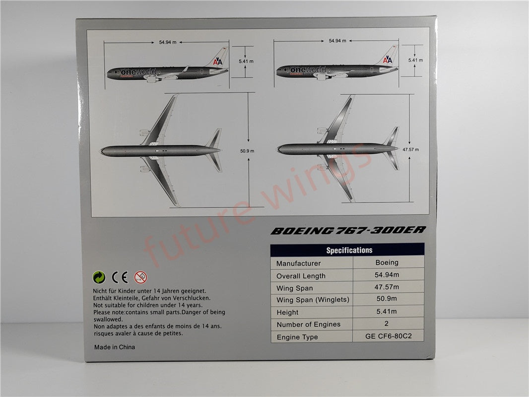 1:200 JC Wings LH2172 American Airlines B767-300ER N395AN "One World"Diecast Aircraft Model