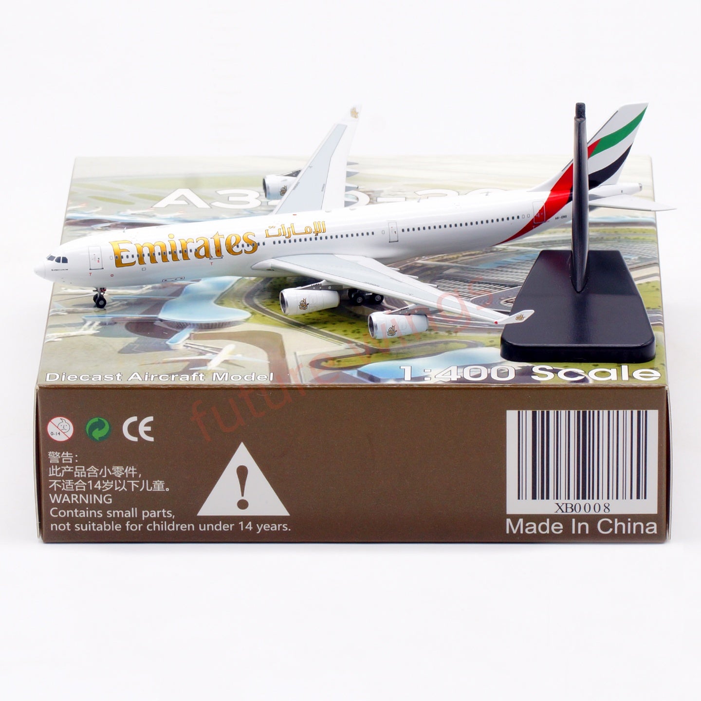 1:400 Aviation400 Emirates Airways A340-300 A6-ERS Aircraft Model Free Tractor+Stand