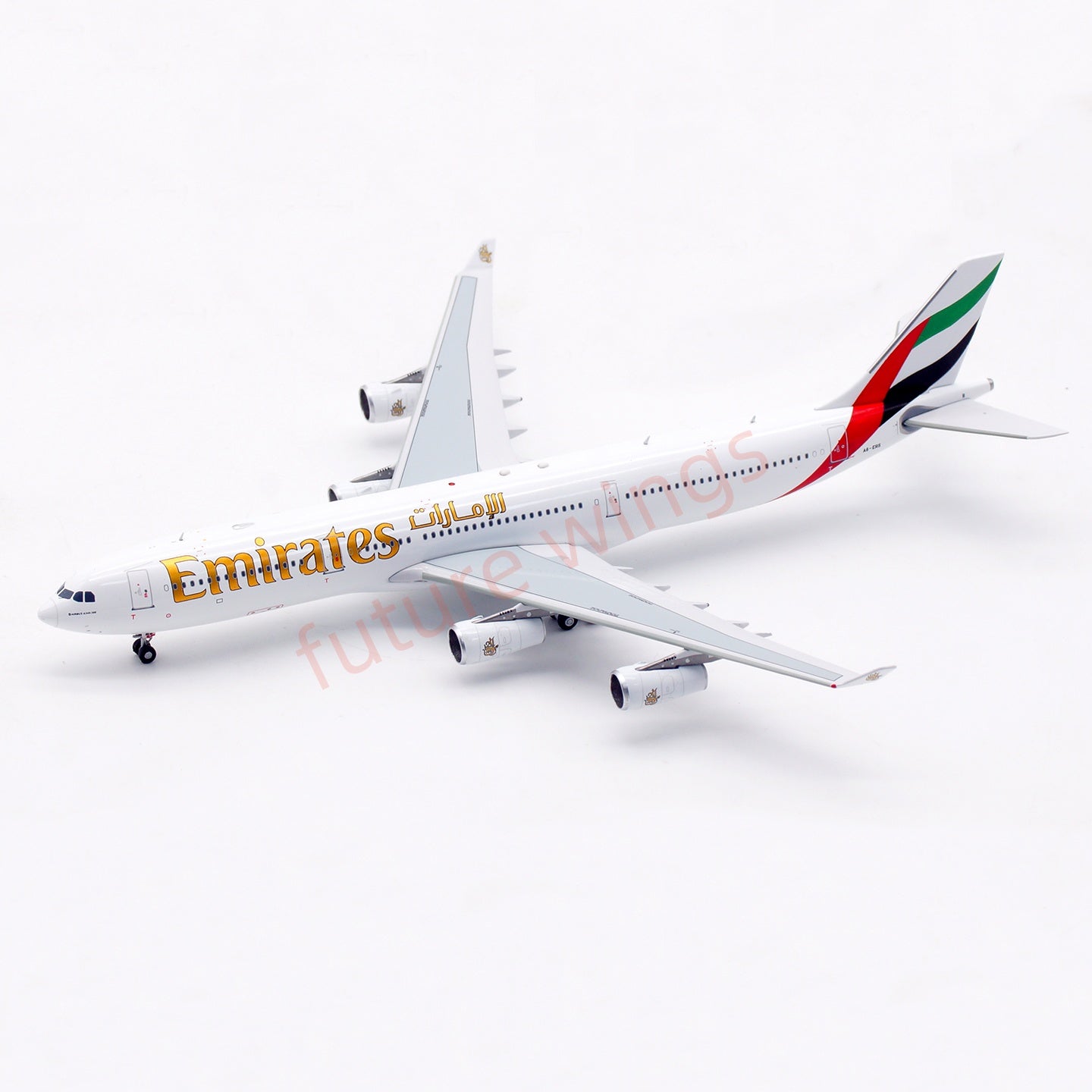 1:400 Aviation400 Emirates Airways A340-300 A6-ERS Aircraft Model Free Tractor+Stand