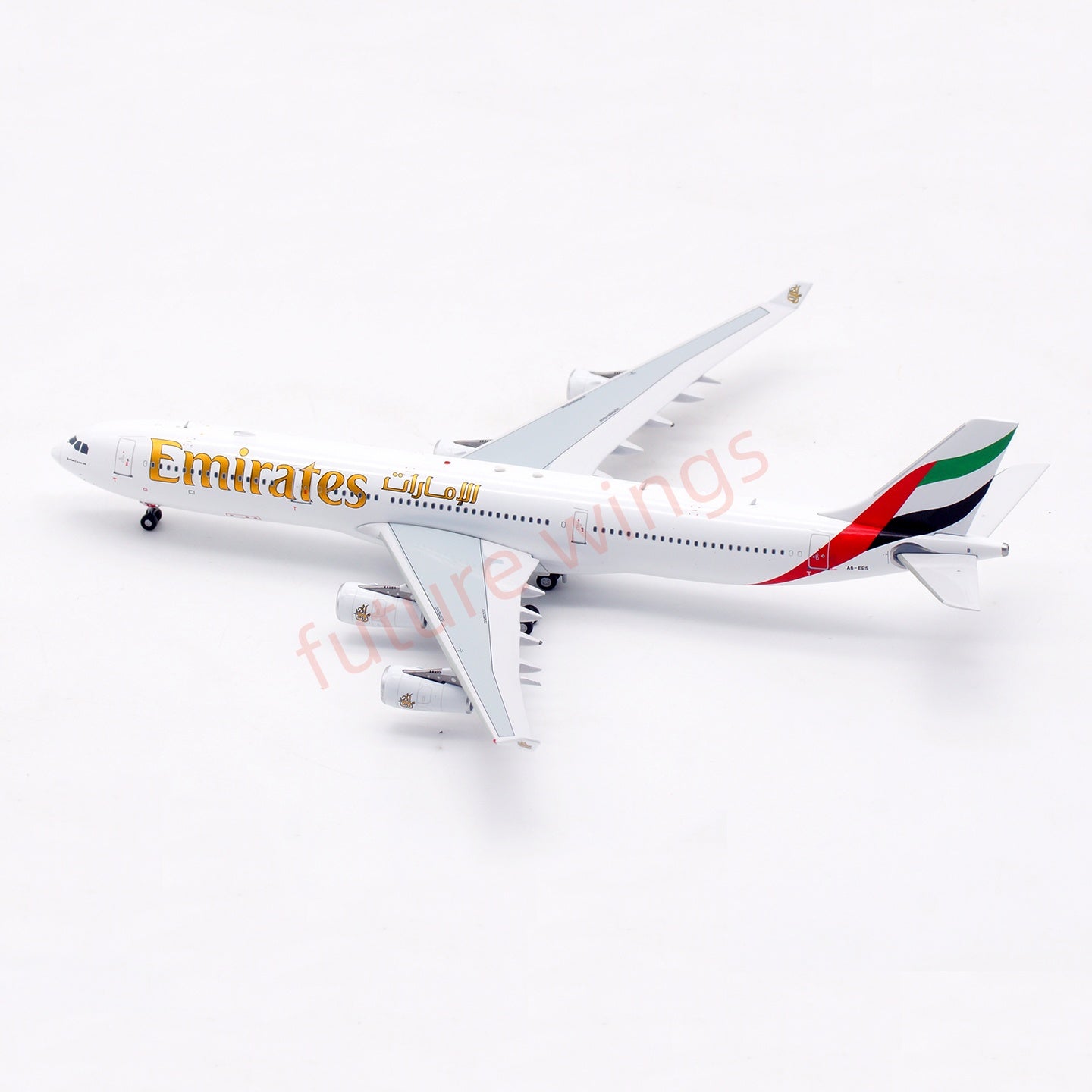 1:400 Aviation400 Emirates Airways A340-300 A6-ERS Aircraft Model Free Tractor+Stand