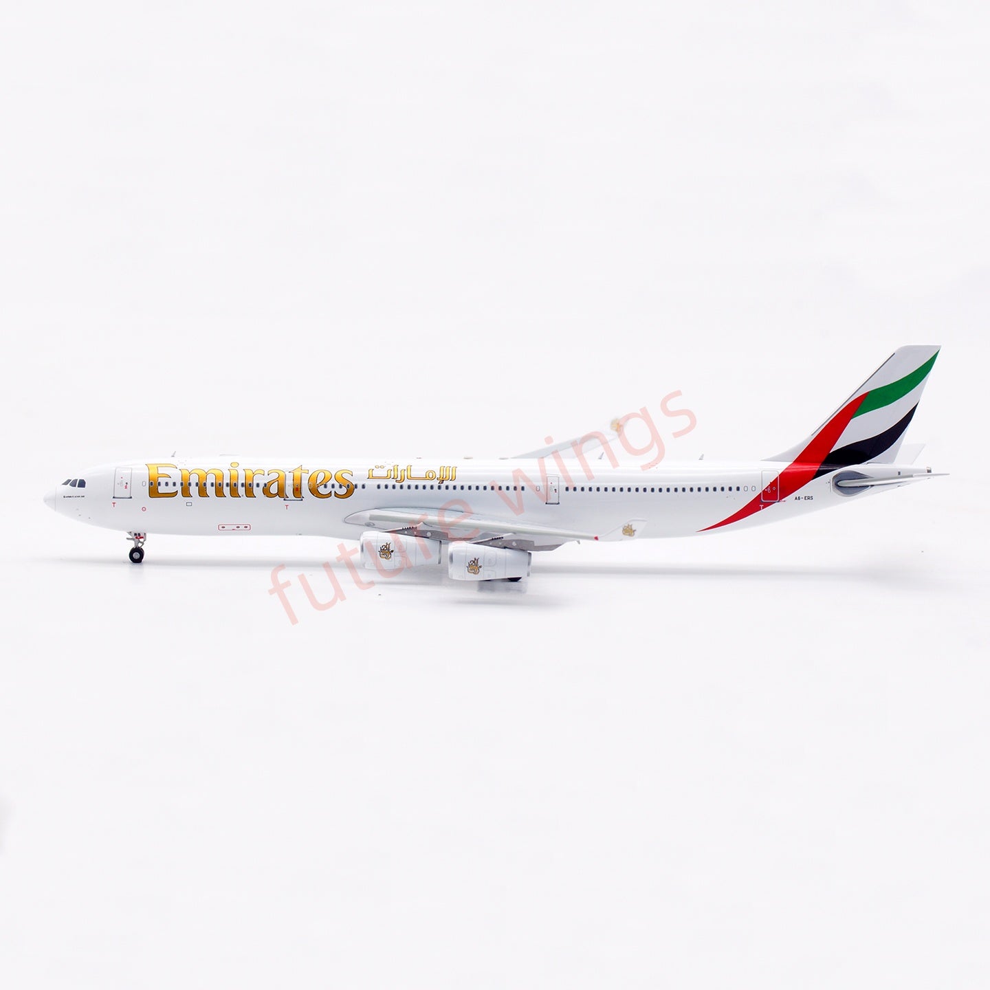 1:400 Aviation400 Emirates Airways A340-300 A6-ERS Aircraft Model Free Tractor+Stand
