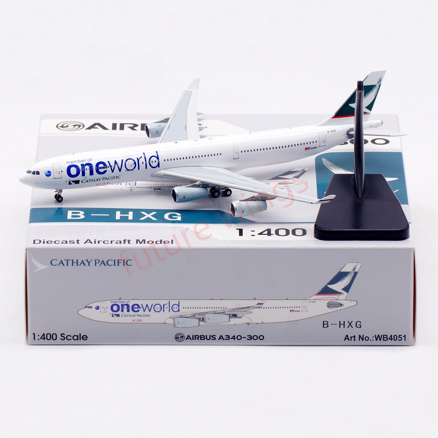 1:400 Aviation400 Cathay Pacific A340-300 B-HXG “One World” Aircraft Model Free Tractor+Stand