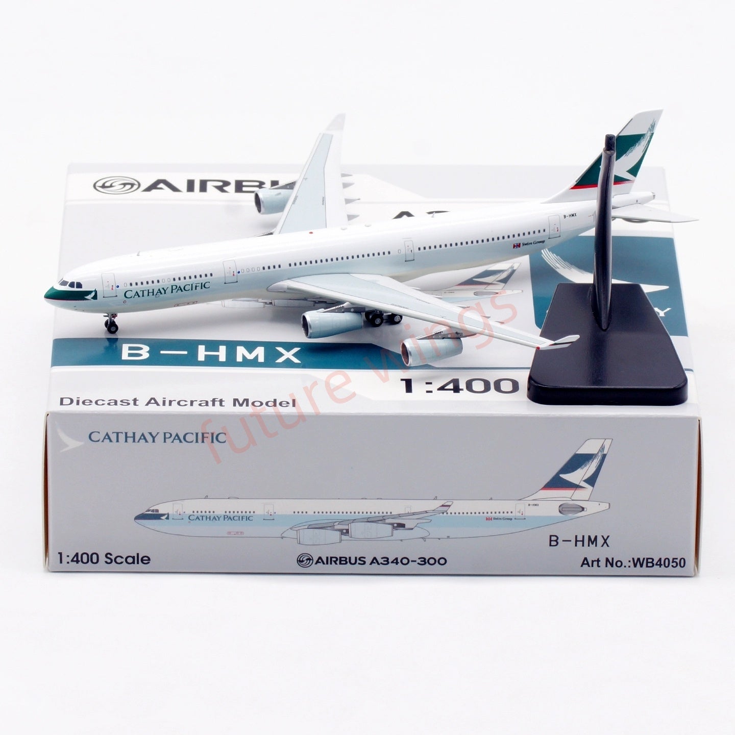 1:400 Aviation400 Cathay Pacific A340-300 B-HMX Aircraft Model Free Tractor+Stand
