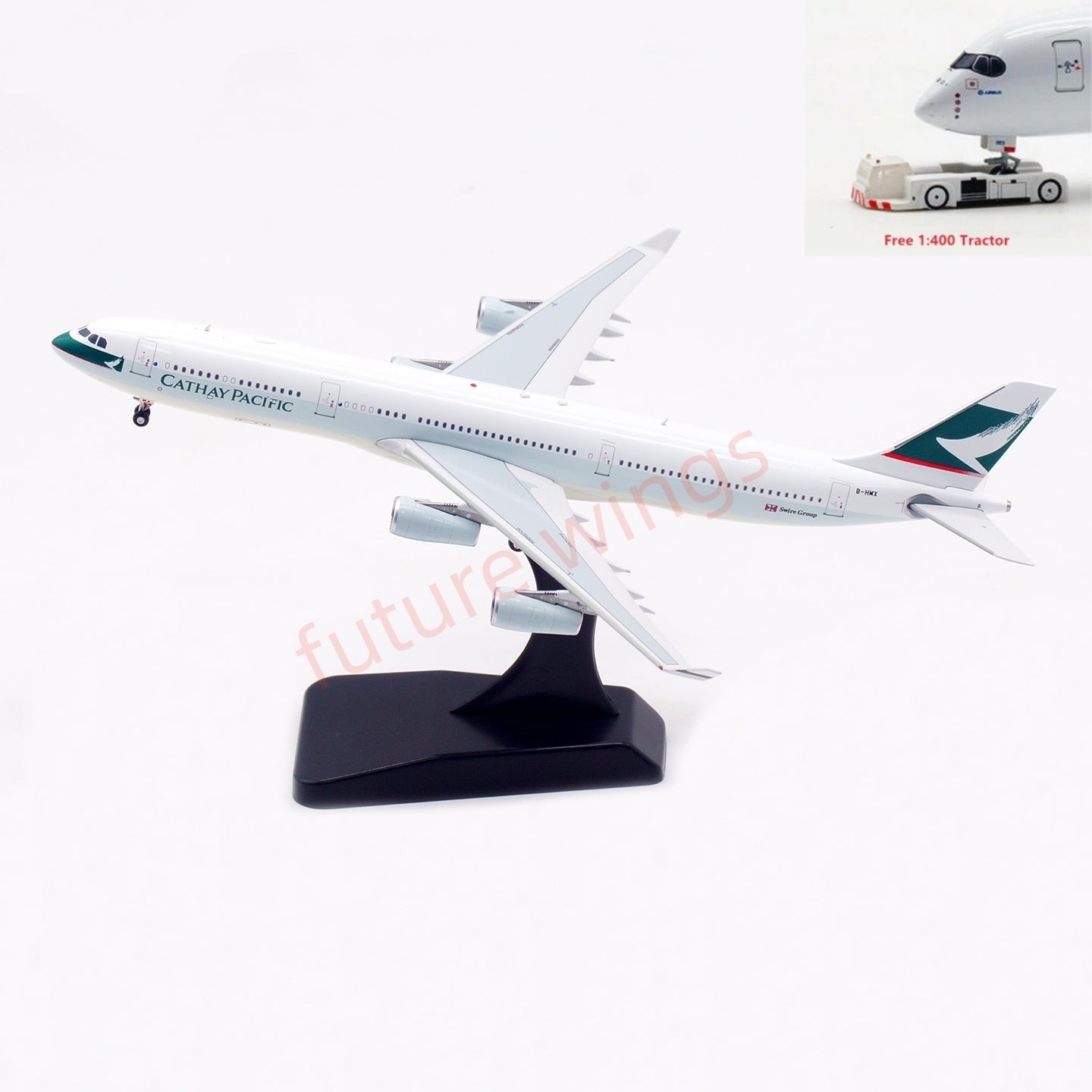 1:400 Aviation400 Cathay Pacific A340-300 B-HMX Aircraft Model Free Tractor+Stand