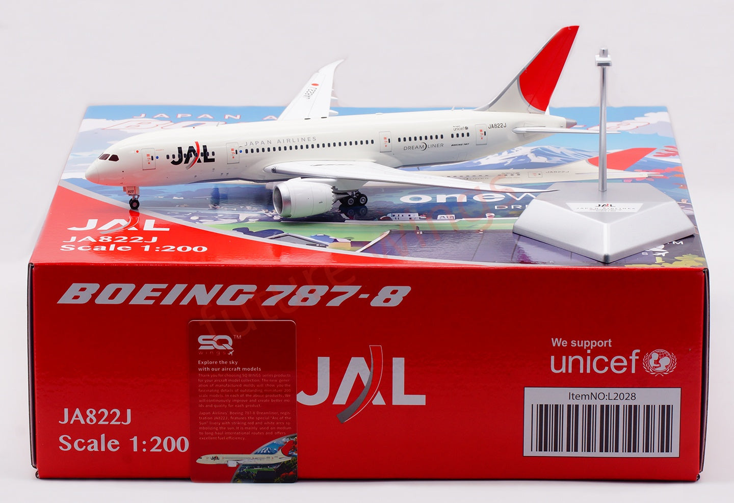 1:200 SQ Wings Japan Airlines B787-8 JA825J JA822J JA823J Diecast Aircraft Model