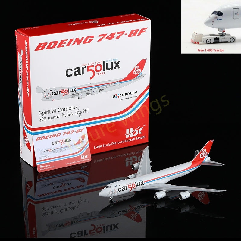 1:400 HX Models CargoLux B747-8F LX-VCC "50years" Aircraft Model Free Tractor +Stand