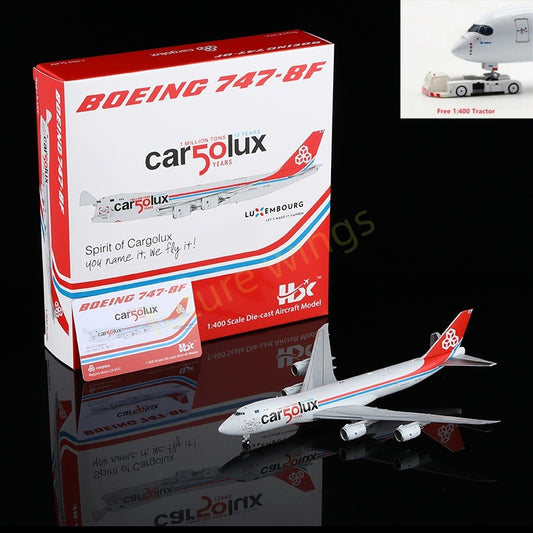 1:400 HX Models CargoLux B747-8F LX-VCC "50years" Aircraft Model Free Tractor +Stand