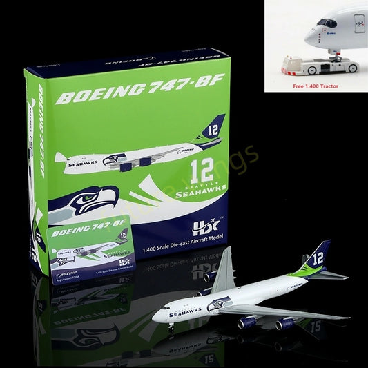 1:400 HX Models Seattle Seahawks B747-8F N770BA/N841BA Aircraft Model Free Tractor+Stand