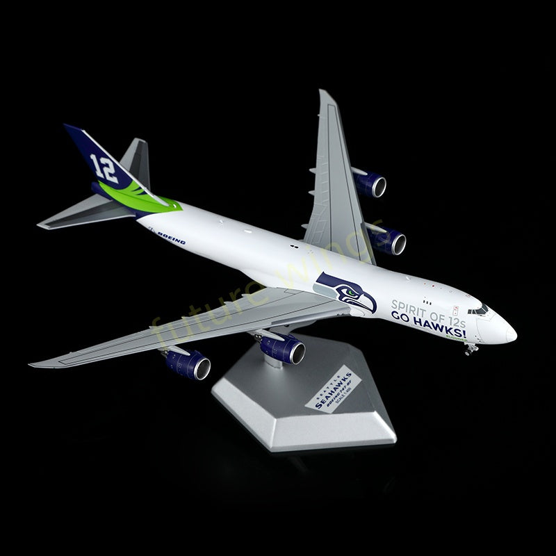 1:400 HX Models Seattle Seahawks B747-8F N770BA/N841BA Aircraft Model Free Tractor+Stand