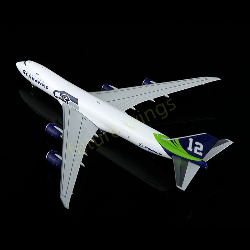 1:400 HX Models Seattle Seahawks B747-8F N770BA/N841BA Aircraft Model Free Tractor+Stand