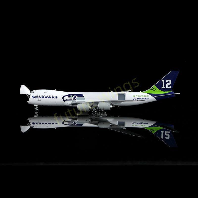 1:400 HX Models Seattle Seahawks B747-8F N770BA/N841BA Aircraft Model Free Tractor+Stand
