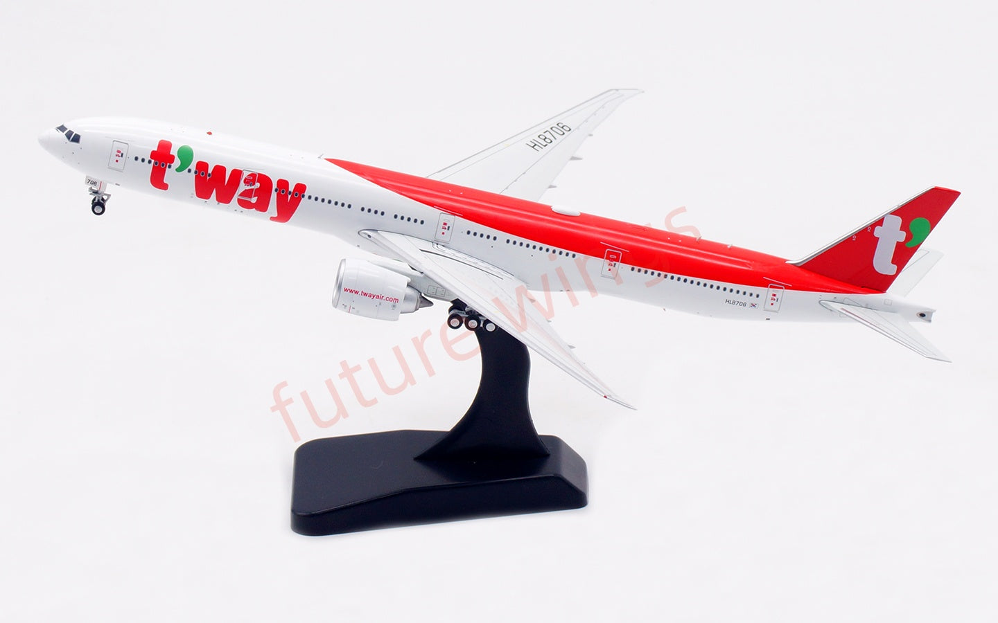 1:400 Aviation400 T'Way Air B777-300ER HL8706 Aircraft Model Free Tractor+Stand