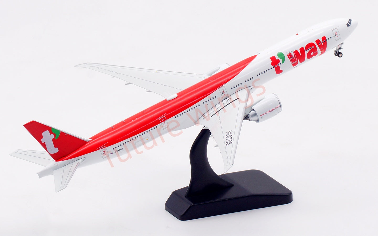 1:400 Aviation400 T'Way Air B777-300ER HL8706 Aircraft Model Free Tractor+Stand