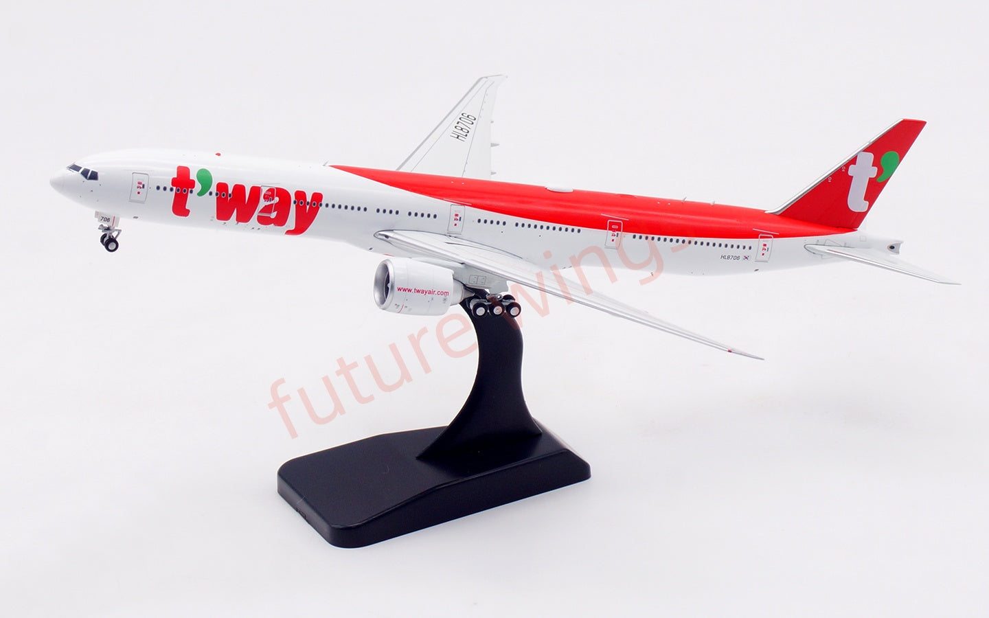 1:400 Aviation400 T'Way Air B777-300ER HL8706 Aircraft Model Free Tractor+Stand