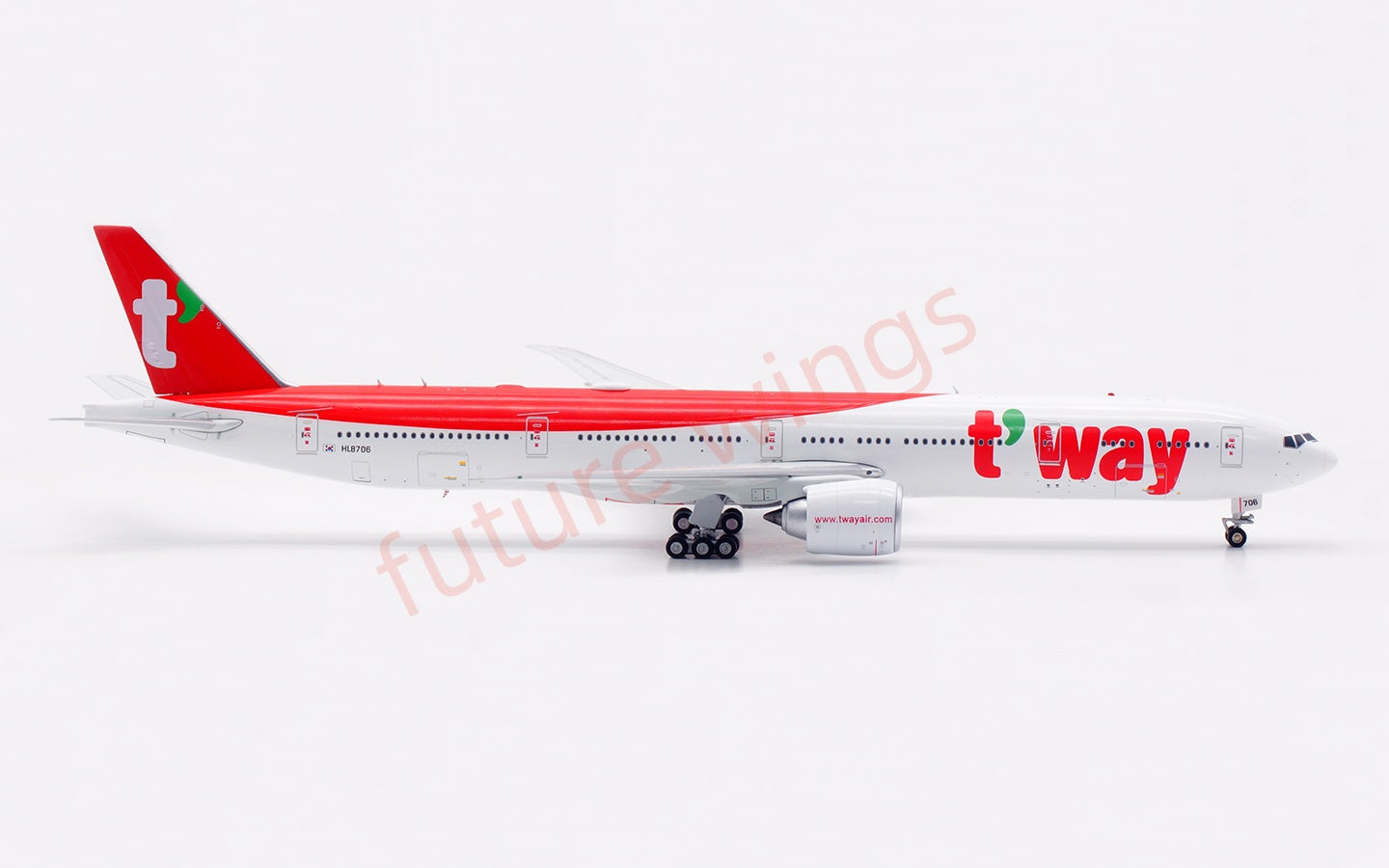 1:400 Aviation400 T'Way Air B777-300ER HL8706 Aircraft Model Free Tractor+Stand