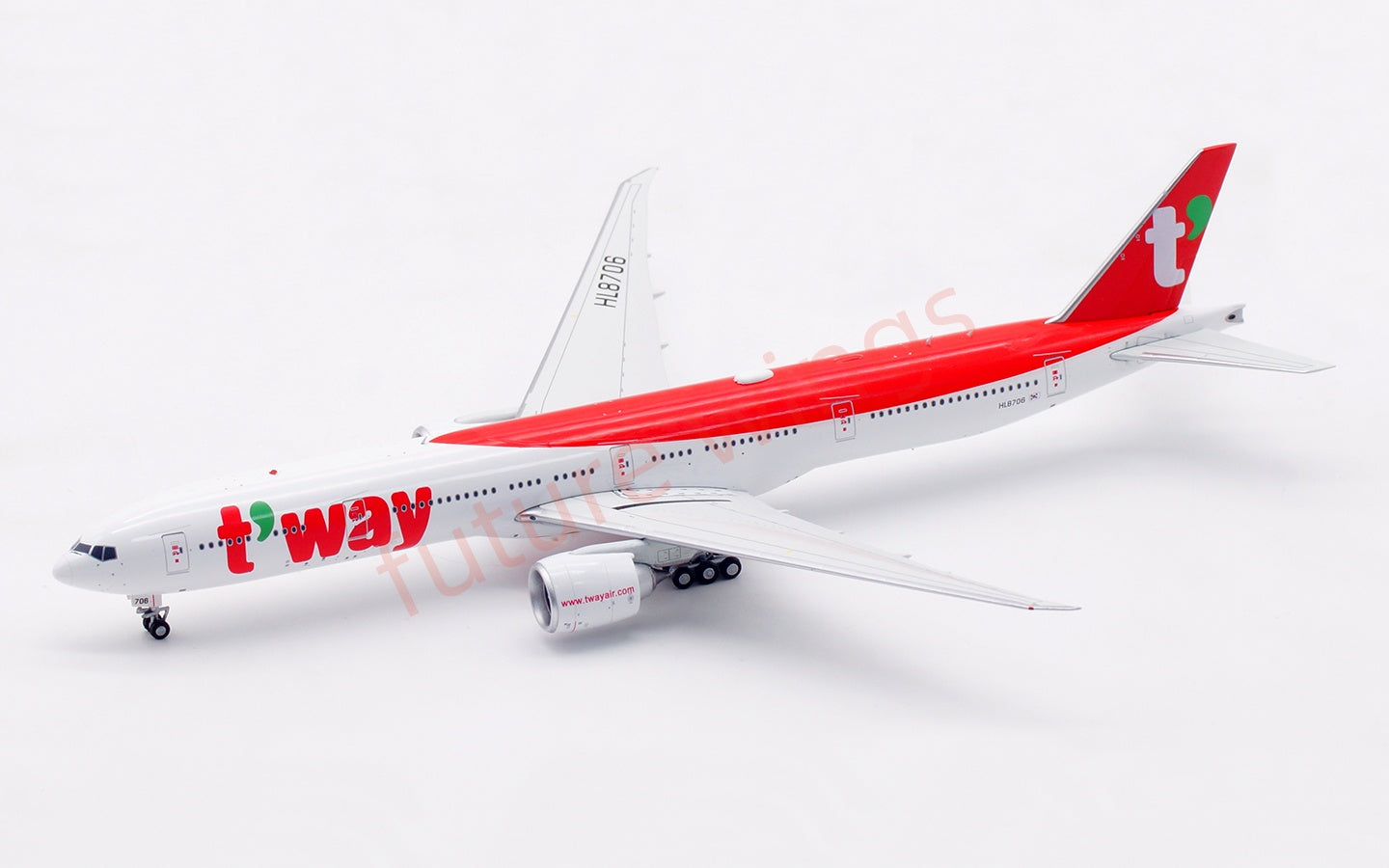 1:400 Aviation400 T'Way Air B777-300ER HL8706 Aircraft Model Free Tractor+Stand
