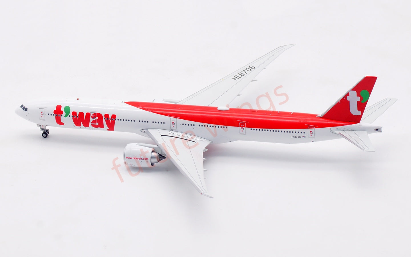 1:400 Aviation400 T'Way Air B777-300ER HL8706 Aircraft Model Free Tractor+Stand