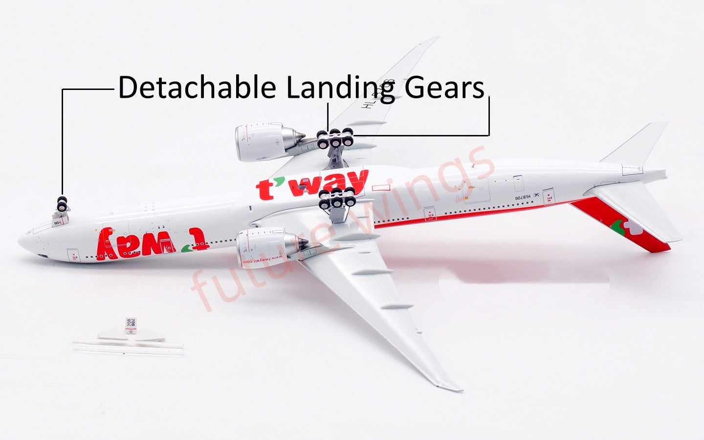 1:400 Aviation400 T'Way Air B777-300ER HL8706 Aircraft Model Free Tractor+Stand
