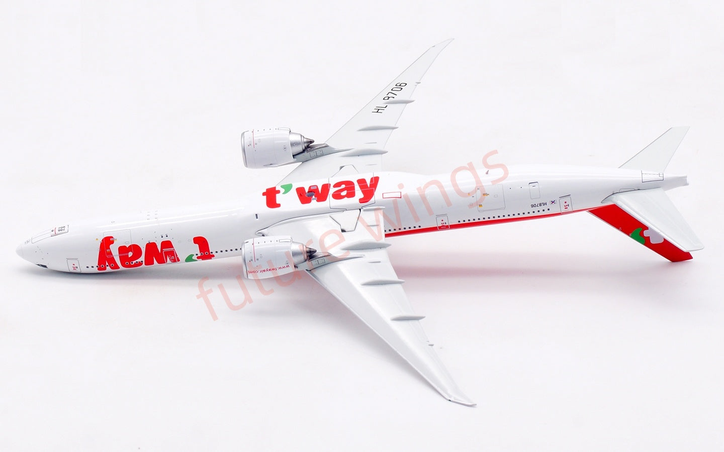 1:400 Aviation400 T'Way Air B777-300ER HL8706 Aircraft Model Free Tractor+Stand