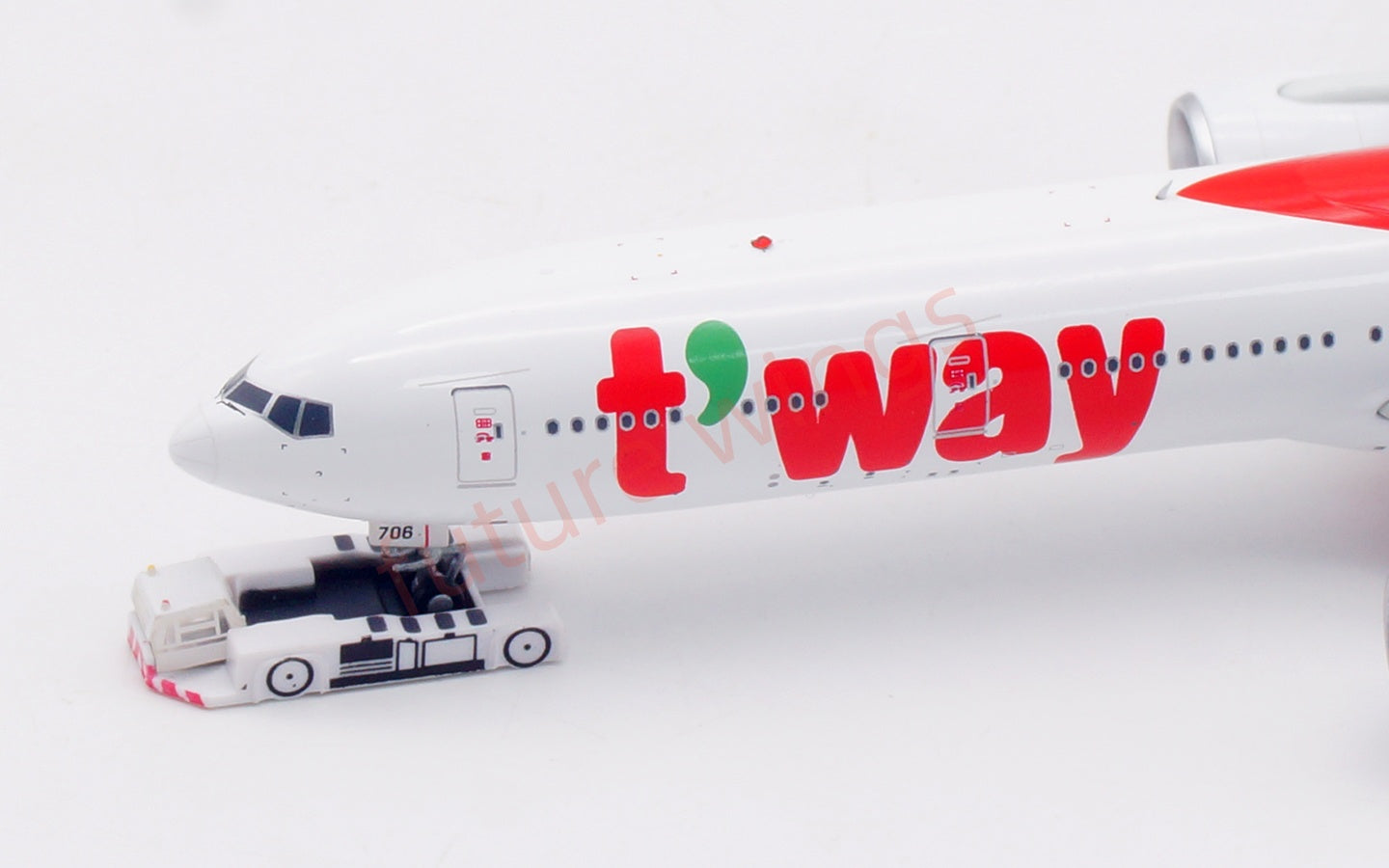 1:400 Aviation400 T'Way Air B777-300ER HL8706 Aircraft Model Free Tractor+Stand