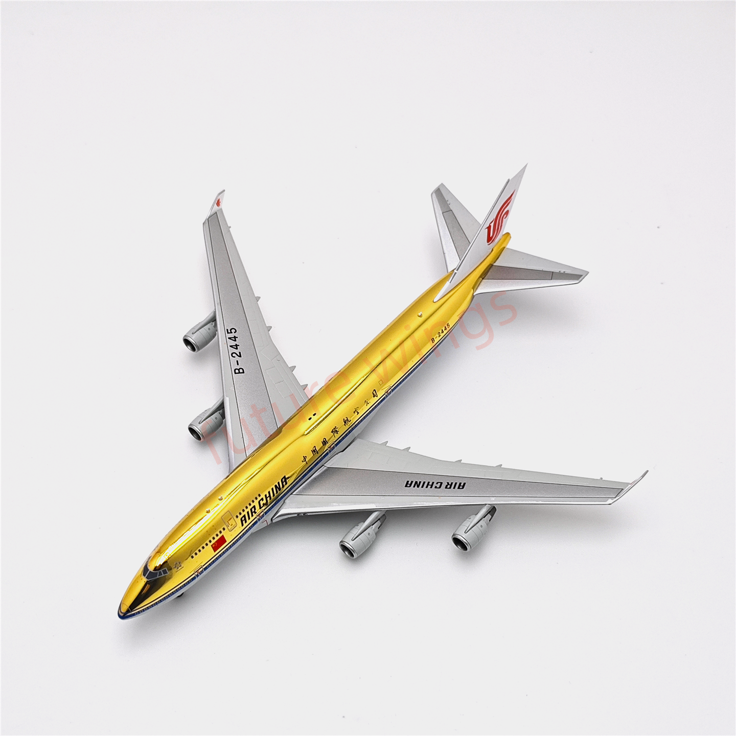 (RARE)1:400 YY Wings Air China B747-400 B-2445 (Gold Color) Aircraft Model Free Tractor+Stand