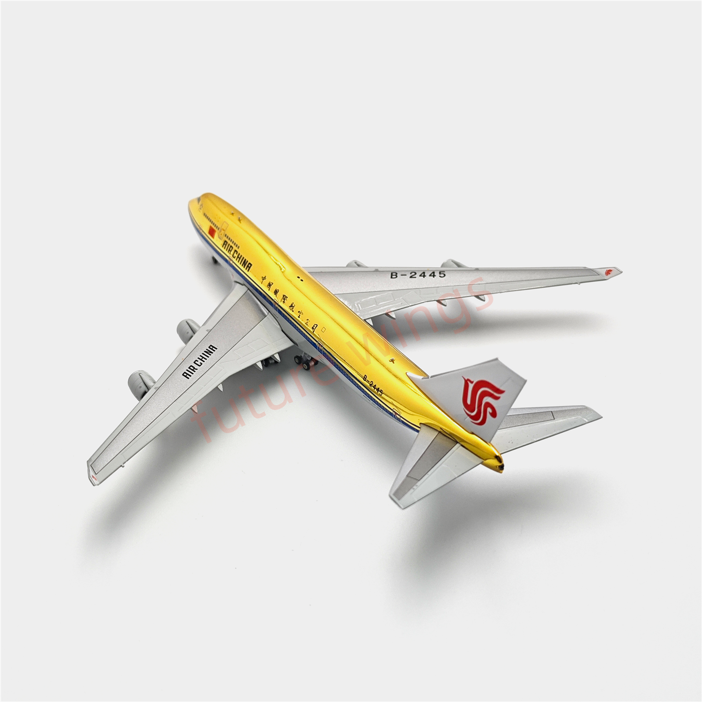 (RARE)1:400 YY Wings Air China B747-400 B-2445 (Gold Color) Aircraft Model Free Tractor+Stand