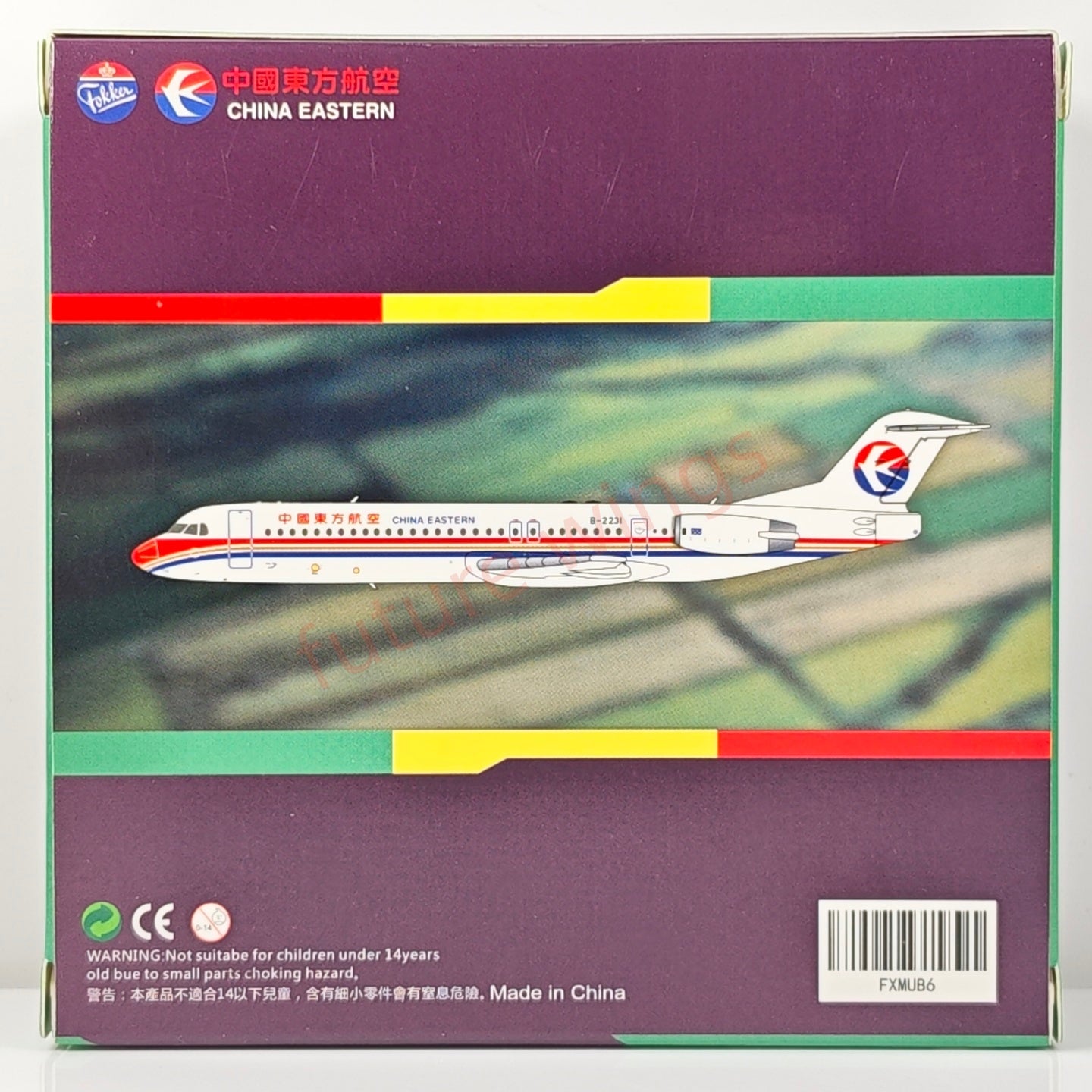 1:400 UC Model China Eastern Airlines Fokker100 B-2231 B-2233 Aircraft Model+Free Tractor