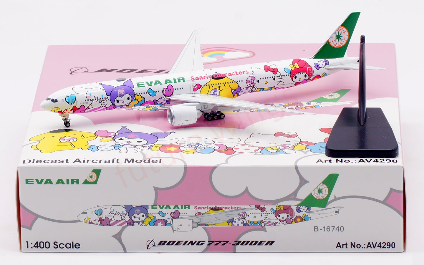 1:400 Aviation400 EVA Air B777-300ER B-16740 Aircraft Model Free