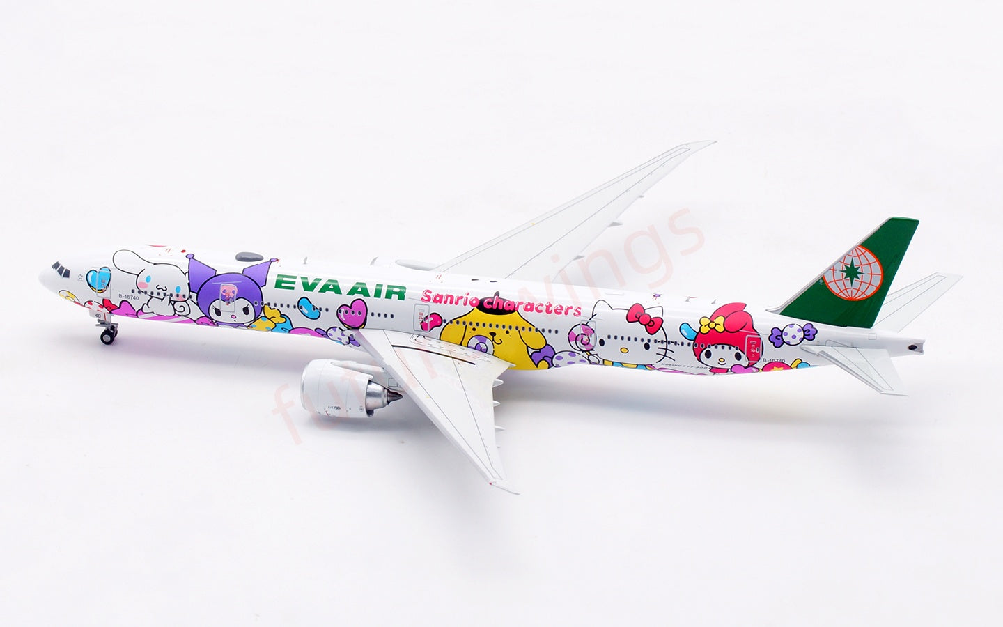 1:400 Aviation400 EVA Air B777-300ER B-16740 Aircraft Model Free Tractor+Stand