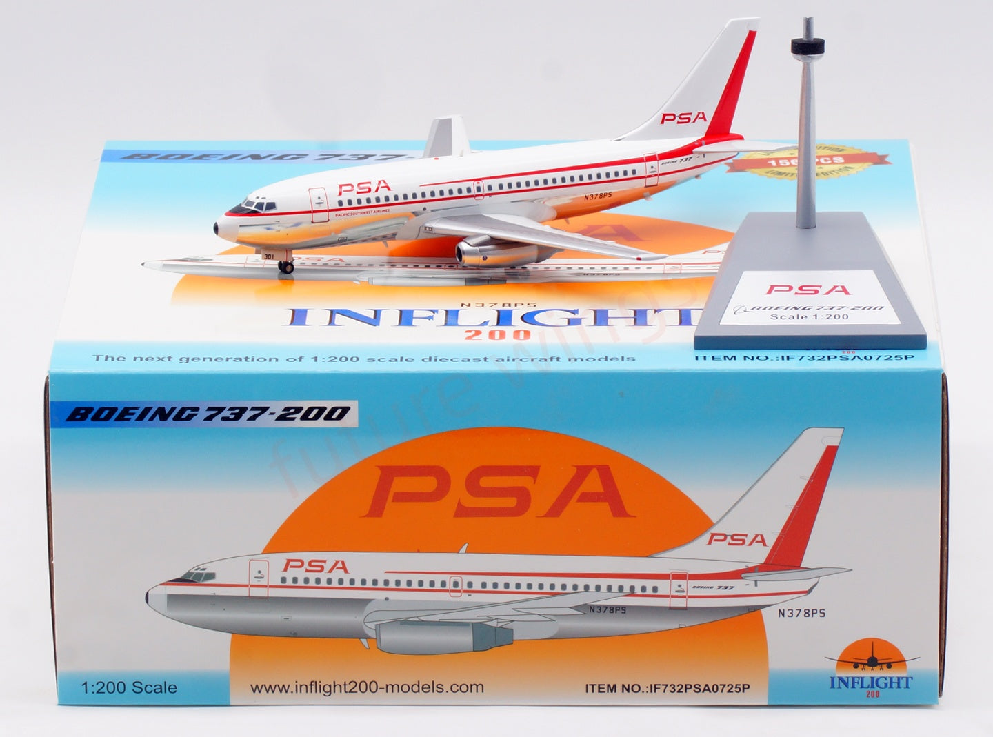 1:200 InFlight200 PSA B737-200 N378PS Diecast Aircraft Model