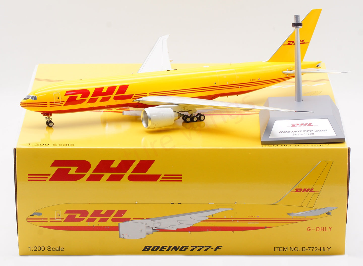 1:200 B-Models DHL (AeroLogic) B777-F G-DHLY Diecast Aircraft Model