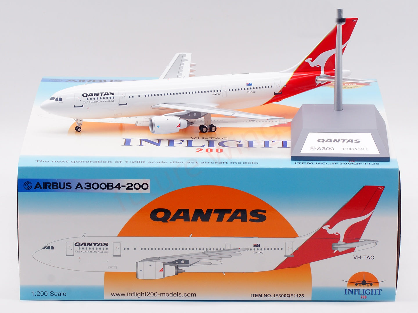 1:200 InFlight200 Qantas Airways Airbus A300B4 VH-TAC Diecast Aircraft Model With Stand