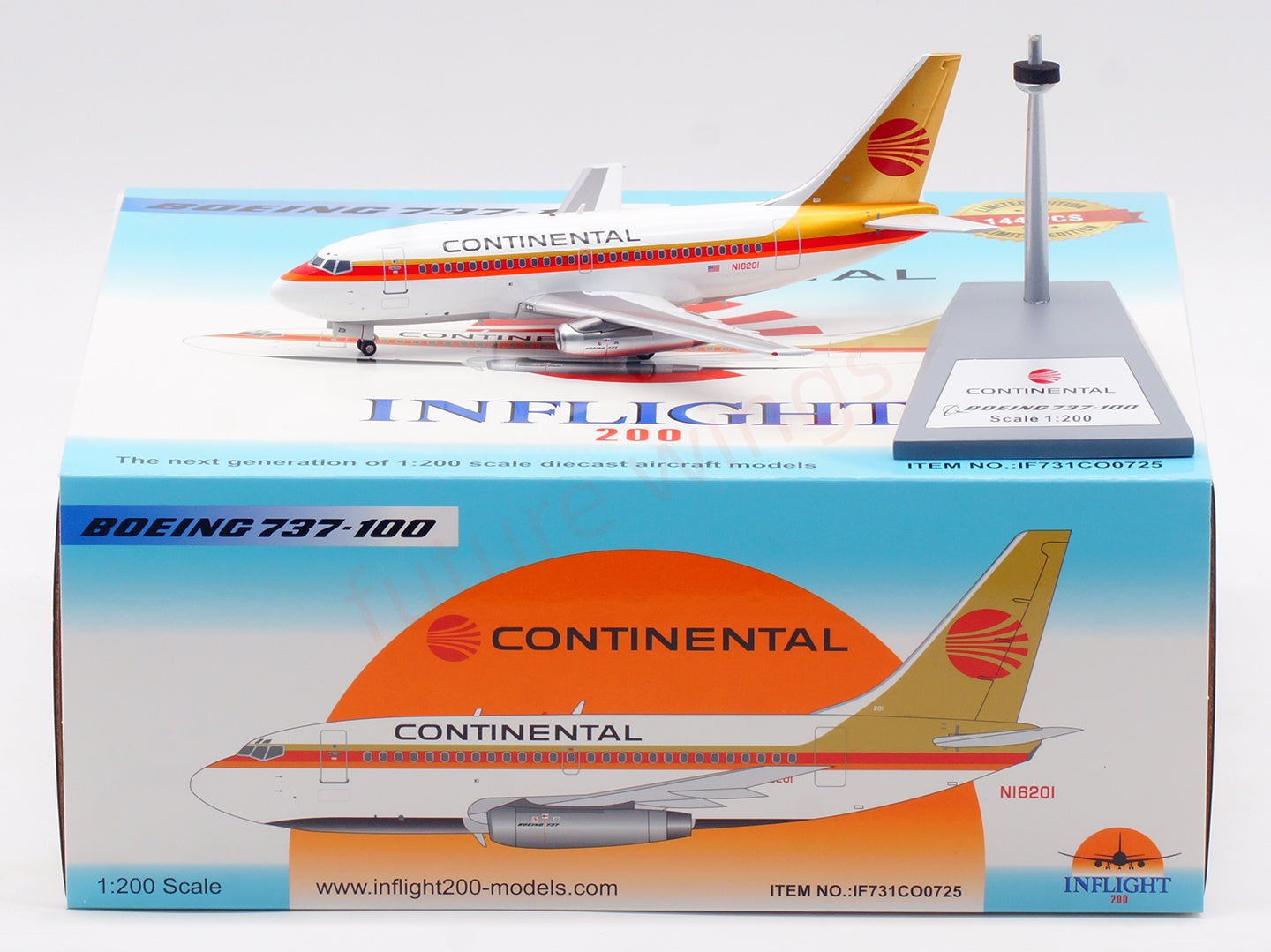 1:200 InFlight200 Continental Airlines B737-100 N16201 Diecast Aircraft Model