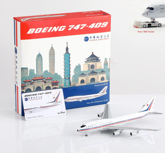 1:400 Kylin Model China Airlines B747-400 B-161 Aircraft Model Free Tractor+Stand