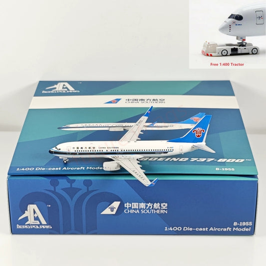 1:400 AeroPolaris China Southern Airlines B737-800 B-1955 Aircraft Model+Free Tractor