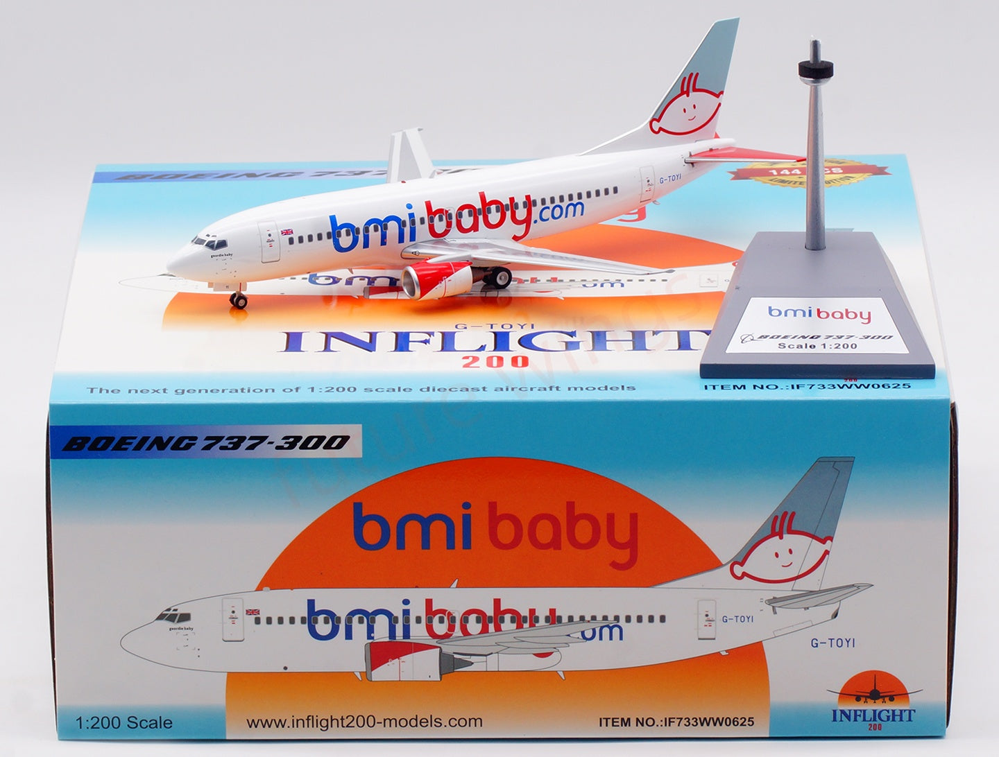 1:200 InFlight200 Bmi Baby B737-300 G-TOYI Diecast Aircraft Model