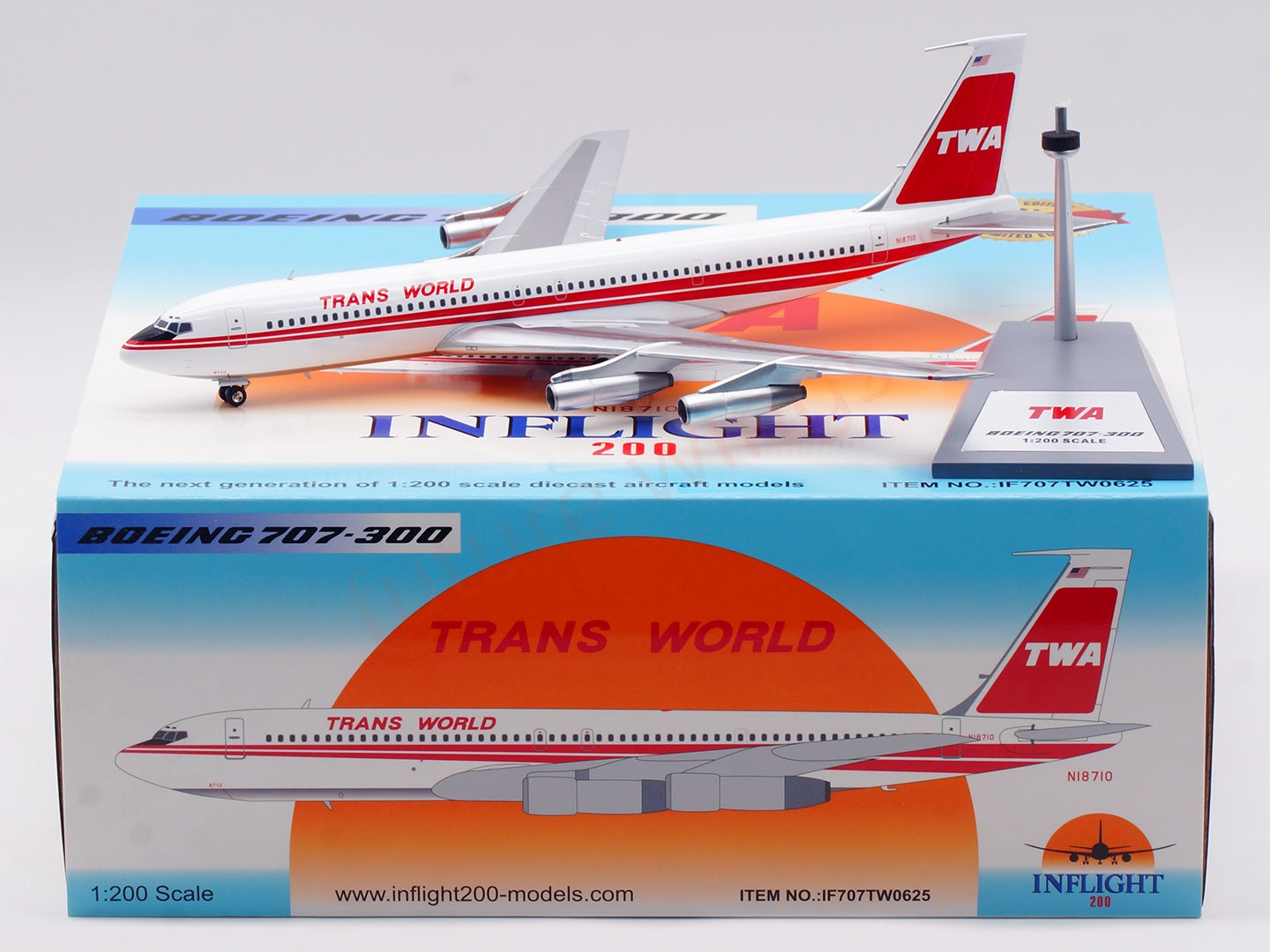 1:200 InFlight200 TWA B707-300 N18710 Diecast Aircraft Model