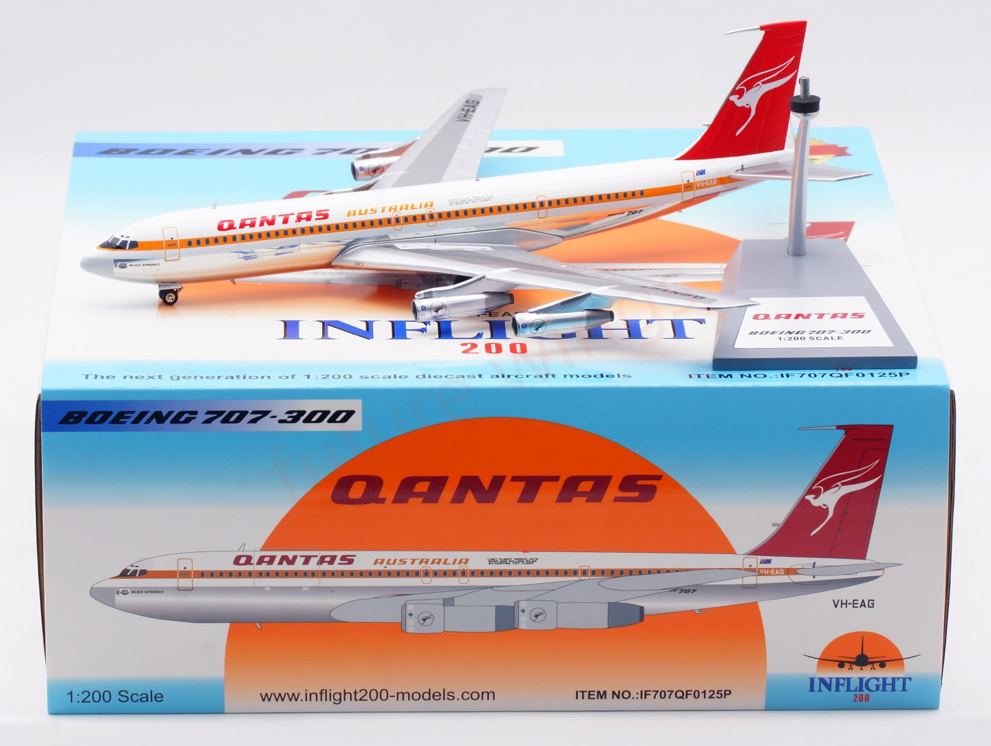1:200 InFlight200 Qantas Airways B707-300 VH-EAG Diecast Aircraft Model