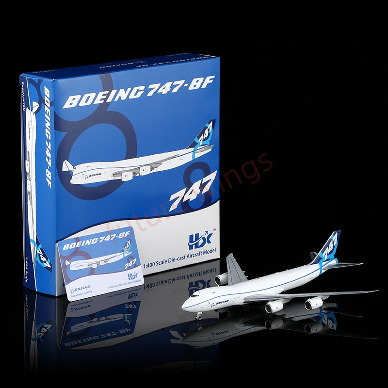 1:400 HX Models Boeing B747-8F N747EX Aircraft Model Free Tractor+Stand